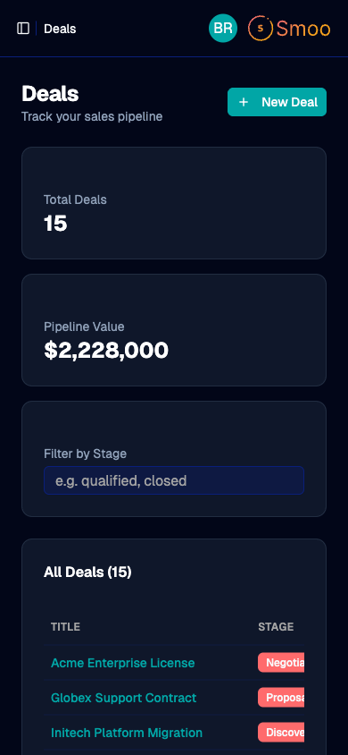 CRM Pipeline View - Mobile